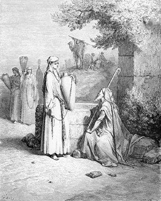 ציור אליעזר ורבקה ליד הבאר